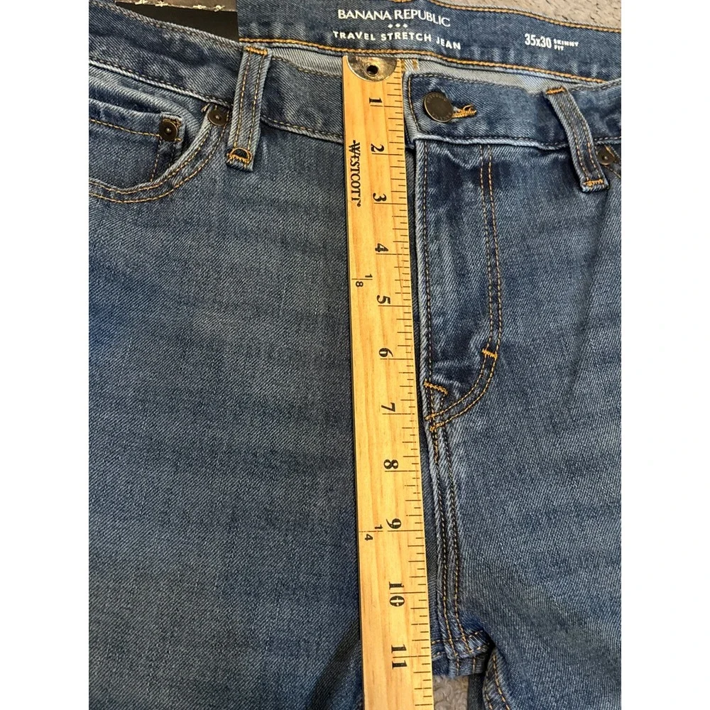 Banana Republic Travel Stretch Jeans Mens 35x30 Skinny Fit Blue Med Wash Denim